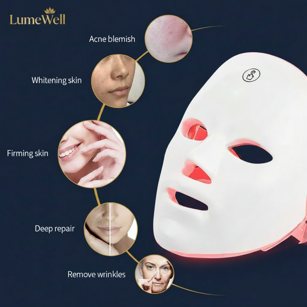 LumeWell LED Face Mask Benefits Infographic