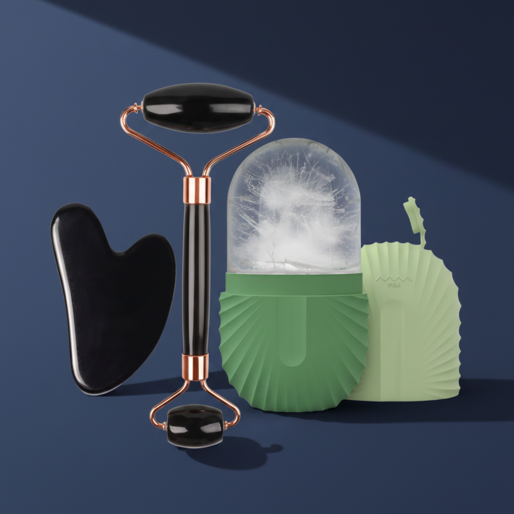Forest Green Gua Sha Facial Roller Ice Globe Set — LumeWell